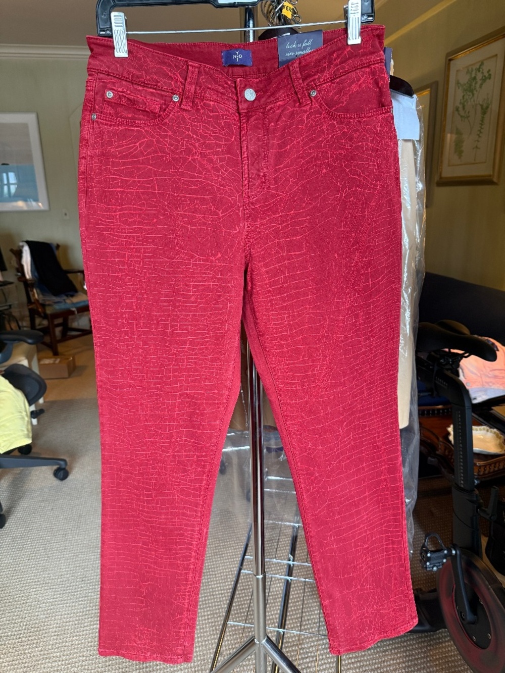 NWT NYDJ Red Croc Print Skinny Jeans Size 10 Lift Tuck Technology